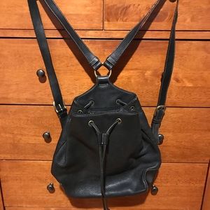 Vintage Black leather Fossil drawstring backpack